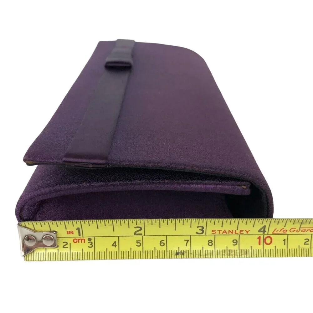 Vintage Touch Ups Purple Satin Clutch Purse w/ Gold Chain Shoulder Strap - Picture 11 of 12